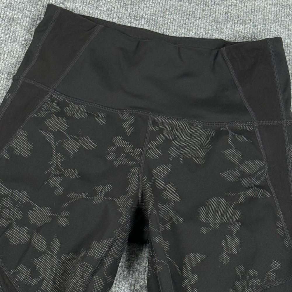 Athleta Leggings Womens Small Black Floral Mesh High Rise Yoga Pants Gym Stretch
